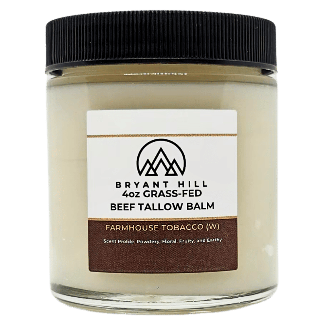 Bryant Hill Beef Tallow Balm in Farmhouse Tobacco made with beef tallow and a sweet scent for sensitive skin