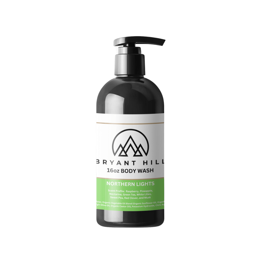 Bryant Hill All-Natural Body Wash in Northern Lights made with vegan ingredients paraben free and a clean scent for sensitive skin