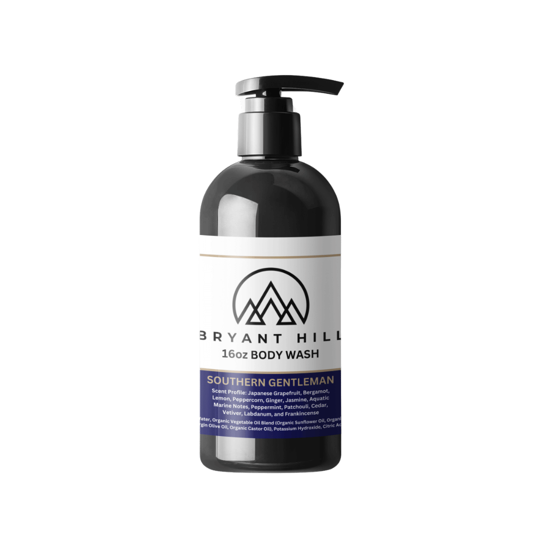 Bryant Hill All-Natural Body Wash in Southern Gentleman made with vegan ingredients paraben free and a clean scent for sensitive skin