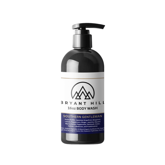 Bryant Hill All-Natural Body Wash in Southern Gentleman made with vegan ingredients paraben free and a clean scent for sensitive skin