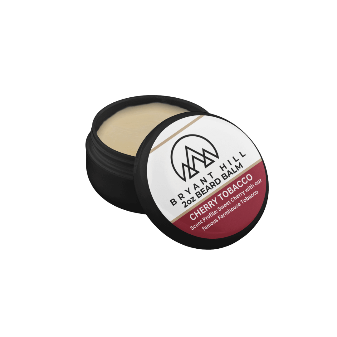 Bryant Hill Beard Balm in Cherry Tobacco made with vegan ingredients and a clean scent for sensitive skin