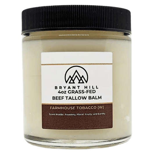 Bryant Hill Beef Tallow Balm in Farmhouse Tobacco made with beef tallow and a sweet scent for sensitive skin